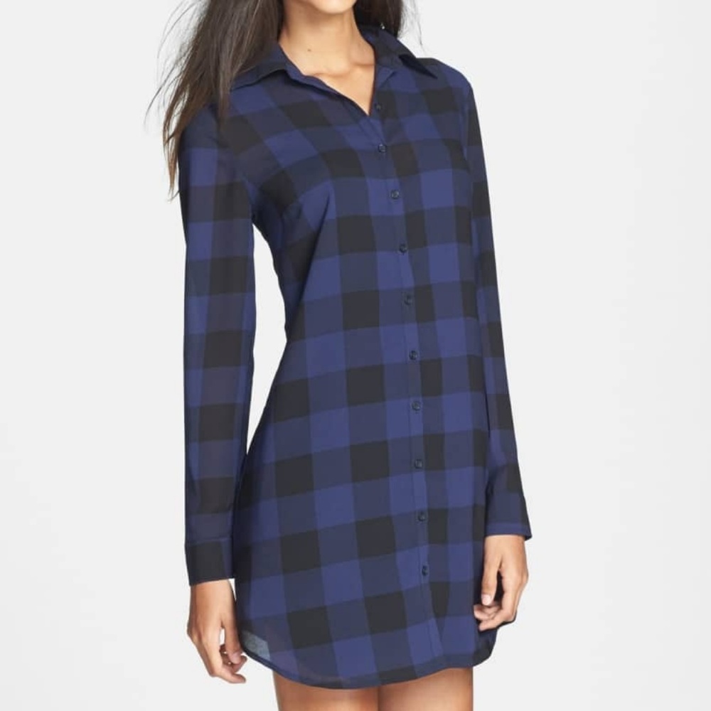 BB DAKOTA plaid tunic blouse or dress xs